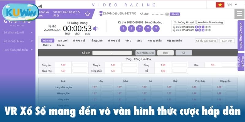 VR Xổ Số mang đến vô vàn hình thức cược hấp dẫn